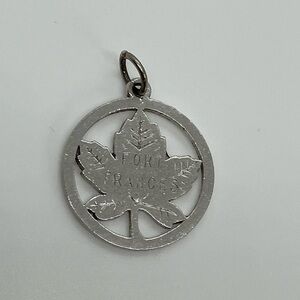Vtg 925 Sterling Silver Fort Frances Canada Maple leaf Charm / Pendant